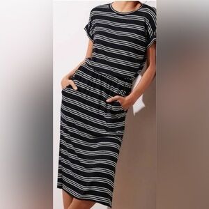 Banana Republic Factory Striped Midi Dress Size Petite Extra Small